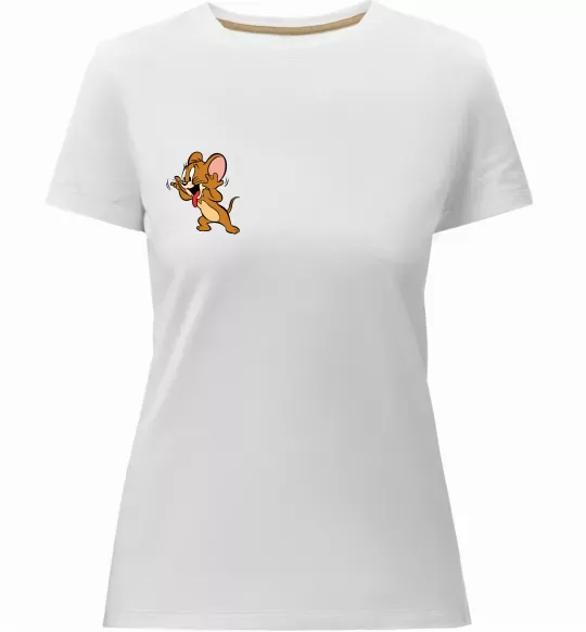 Женская премиум футболка Мишеня Джері Белый фото