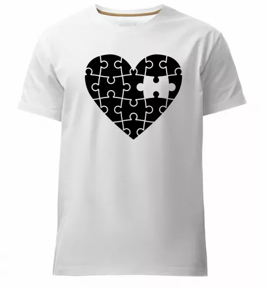 Мужская премиум футболка Пазл серце Белый фото