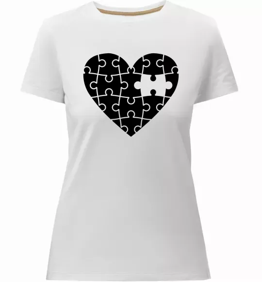 Жіноча преміум футболка Пазл серце Білий фото