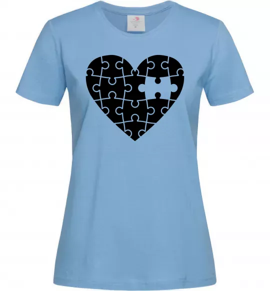 Жіноча футболка Пазл серце Блакитний фото