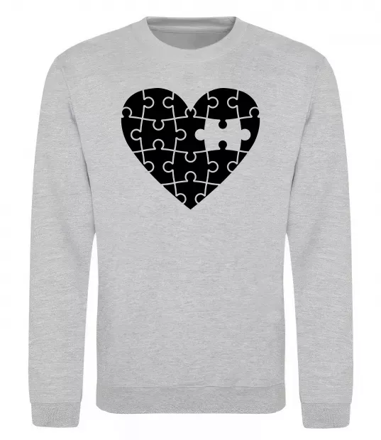 Світшот Пазл серце Сірий меланж фото