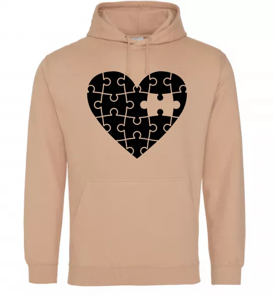 Мужская толстовка (худи) Пазл серце Песочный фото