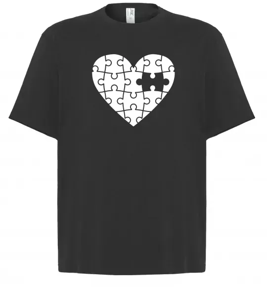 Футболка Оверсайз Пазл серце Черный фото