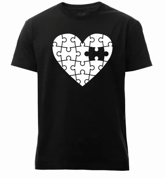 Мужская премиум футболка Пазл серце Черный фото