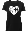Жіноча преміум футболка Пазл серце Чорний фото