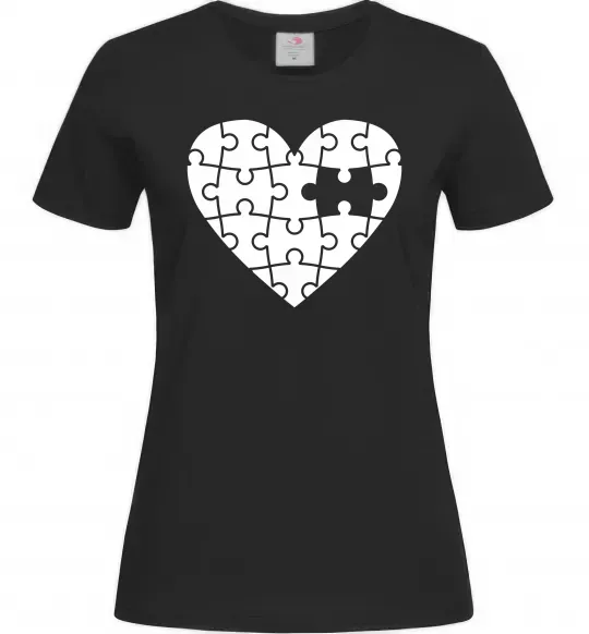 Жіноча футболка Пазл серце Чорний фото