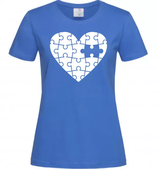 Жіноча футболка Пазл серце Яскраво-синій фото