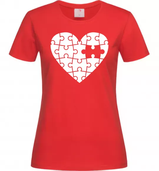 Жіноча футболка Пазл серце Червоний фото