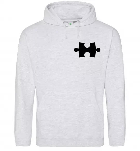 Мужская толстовка (худи) Серце останній пазлик Серый меланж фото