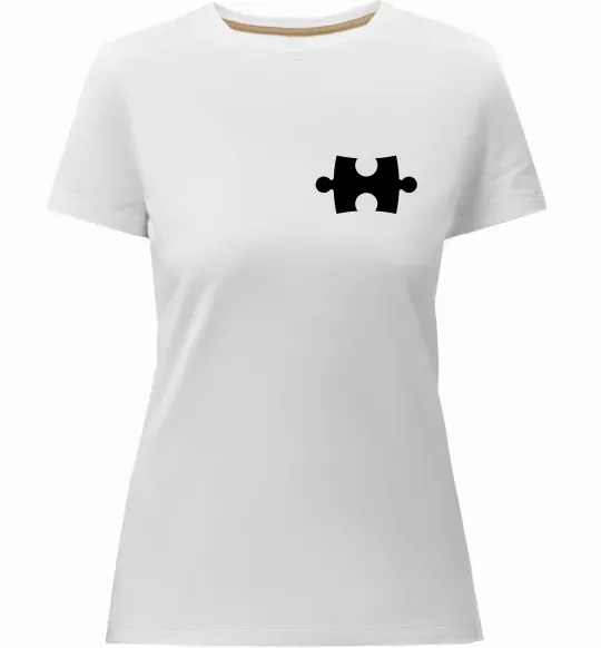 Жіноча преміум футболка Серце останній пазлик Білий фото
