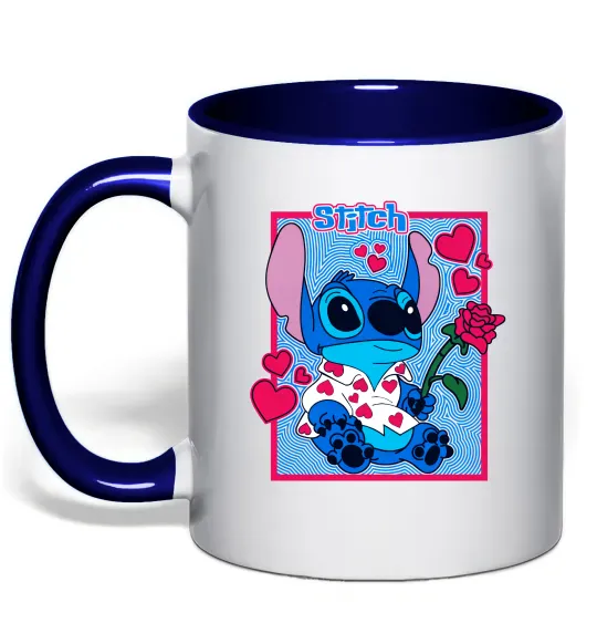 Чашка з кольоровою ручкою Стіч хлопчик Глибокий темно-синій фото