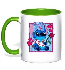 Чашка с цветной ручкой Стіч хлопчик