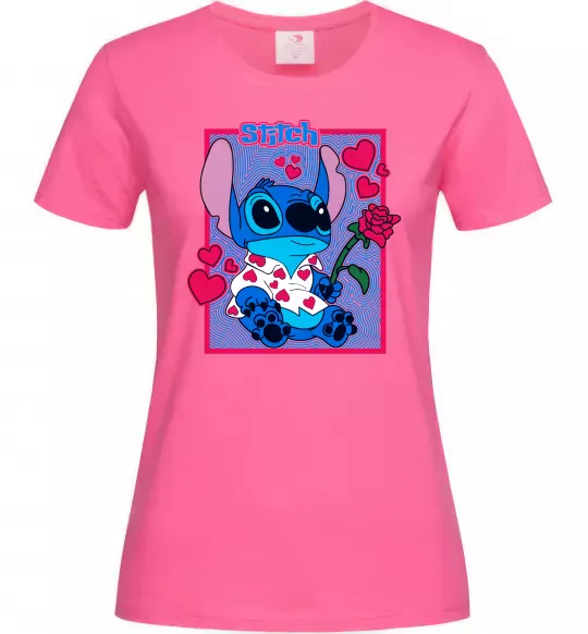 Жіноча футболка Стіч хлопчик Яскраво-рожевий фото