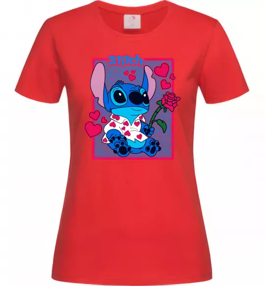 Жіноча футболка Стіч хлопчик Червоний фото