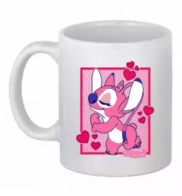 Чашка керамическая Stitch з квітами Белый фото