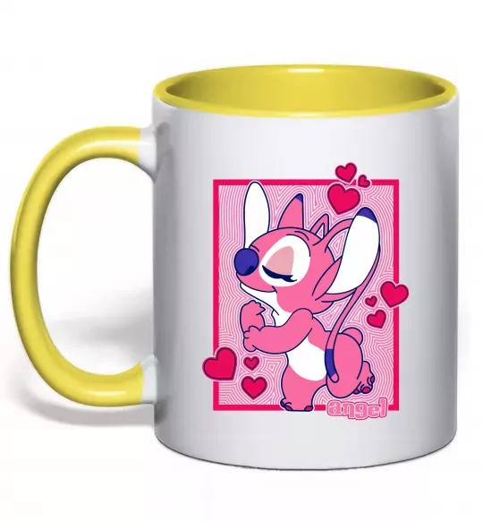 Чашка с цветной ручкой Стіч дівчинка Солнечно желтый фото