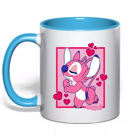 Чашка с цветной ручкой Стіч дівчинка Голубой фото