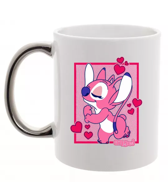 Чашка с цветной ручкой Стіч дівчинка Серебро фото