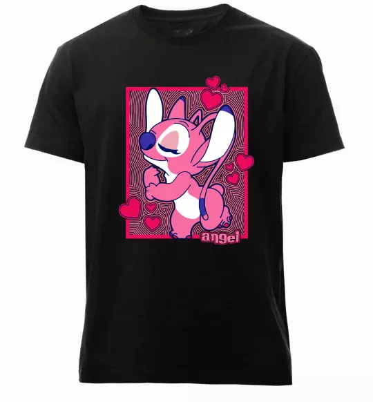 Мужская премиум футболка Стіч дівчинка Черный фото