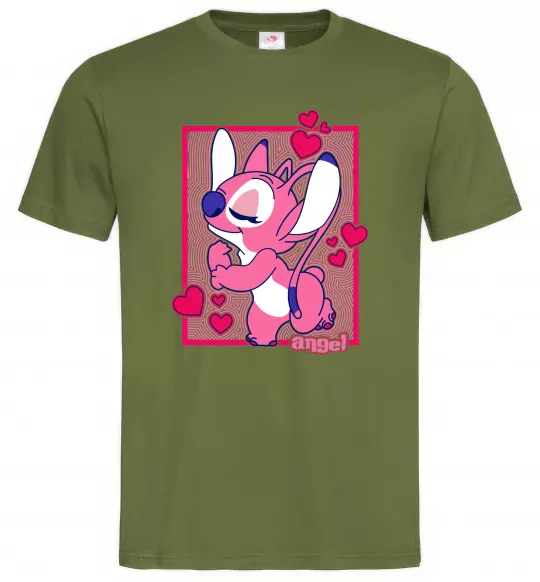 Мужская футболка Стіч дівчинка Оливковый фото