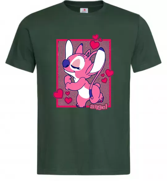 Мужская футболка Стіч дівчинка Темно-зеленый фото