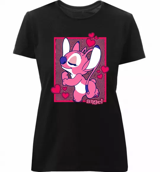 Женская премиум футболка Стіч дівчинка Черный фото