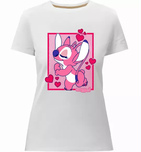 Женская премиум футболка Стіч дівчинка Белый фото