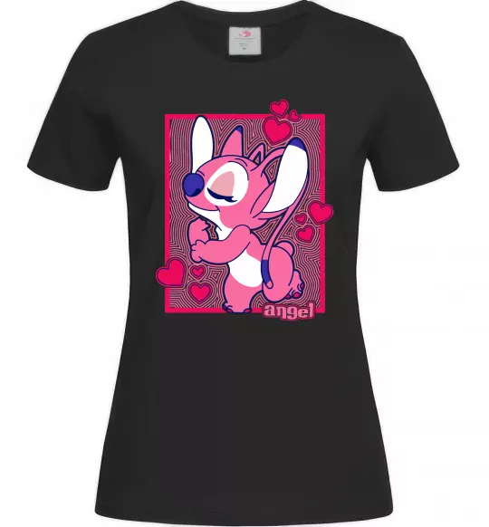 Женская футболка Стіч дівчинка Черный фото