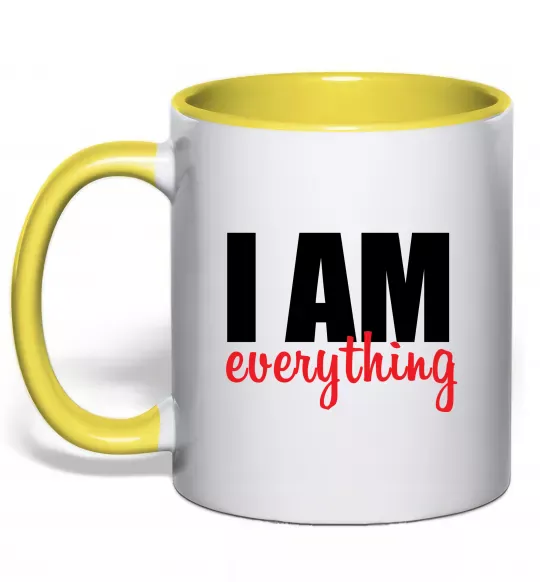 Чашка з кольоровою ручкою I am everything Сонячно жовтий фото