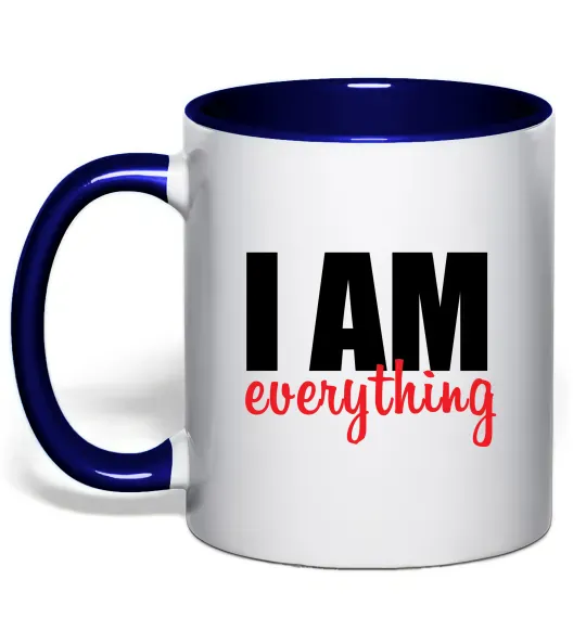 Чашка з кольоровою ручкою I am everything Глибокий темно-синій фото