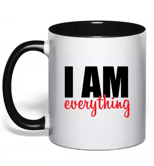 Чашка з кольоровою ручкою I am everything Чорний фото