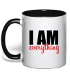 Чашка з кольоровою ручкою I am everything Чорний фото