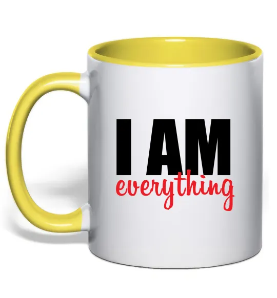 Чашка с цветной ручкой I am everything Лимонный фото