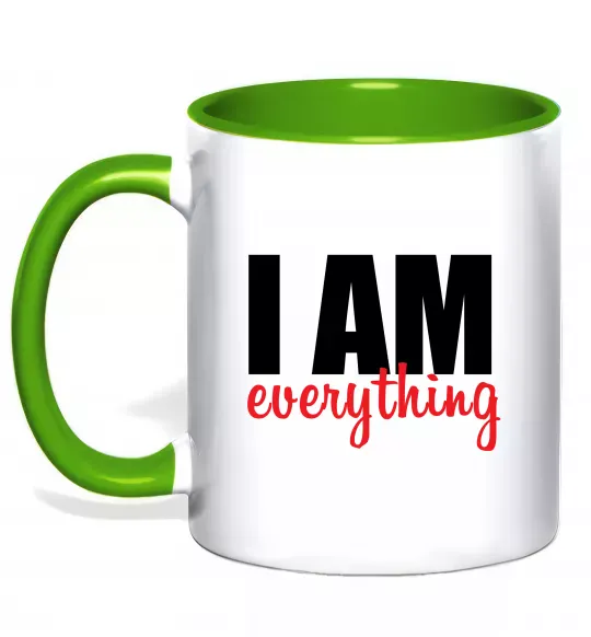 Чашка з кольоровою ручкою I am everything Зелений фото