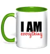 Чашка з кольоровою ручкою I am everything Зелений фото
