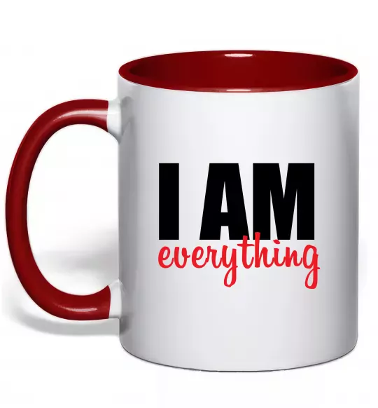 Чашка з кольоровою ручкою I am everything Червоний фото