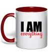 Чашка з кольоровою ручкою I am everything Червоний фото
