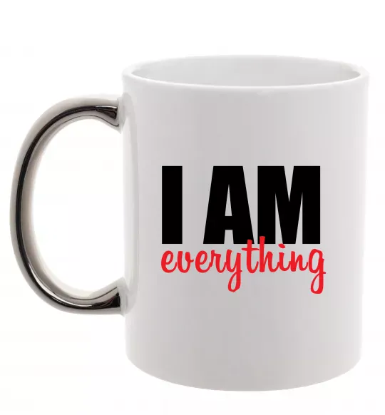 Чашка з кольоровою ручкою I am everything Срібло фото