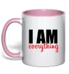 Чашка з кольоровою ручкою I am everything Ніжно рожевий фото