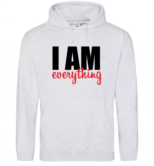 Мужская толстовка (худи) I am everything Серый меланж фото