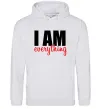 Женская толстовка (худи) I am everything Серый меланж Женская толстовка (худи) I am everything Серый меланж фото