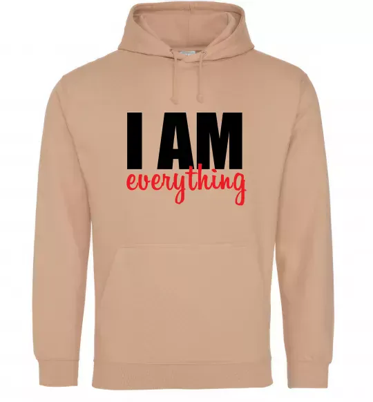 Женская толстовка (худи) I am everything Песочный фото