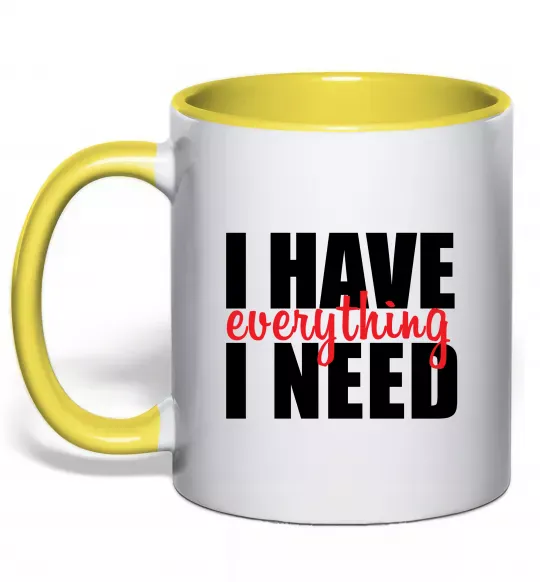 Чашка с цветной ручкой I have everything Солнечно желтый фото