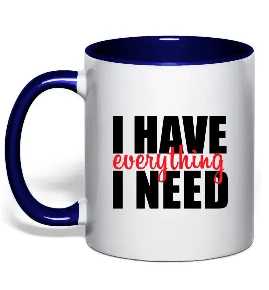 Чашка с цветной ручкой I have everything Глубокий темно-синий фото