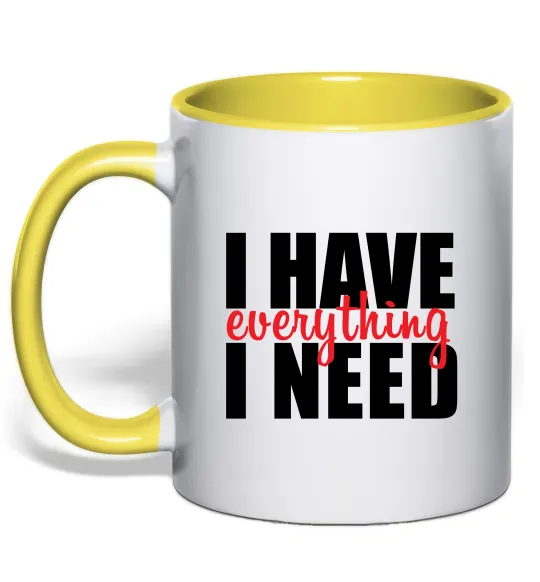 Чашка с цветной ручкой I have everything Лимонный фото