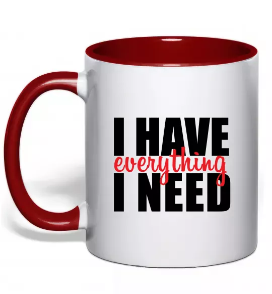 Чашка с цветной ручкой I have everything Красный фото