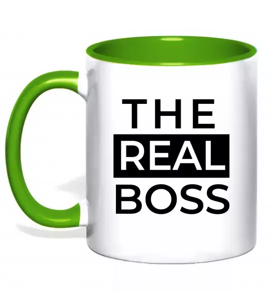 Чашка с цветной ручкой The real boss Зеленый фото