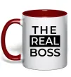 Чашка с цветной ручкой The real boss Красный фото