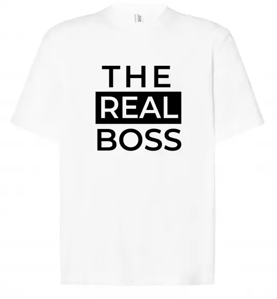 Футболка Оверсайз The real boss Белый фото