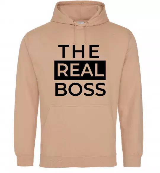 Мужская толстовка (худи) The real boss Песочный фото